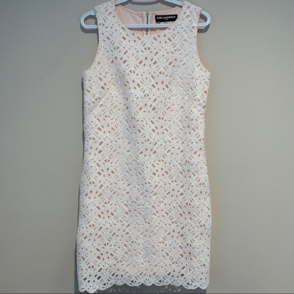 White & Pink Karl Lagerfeld Dress Size 8